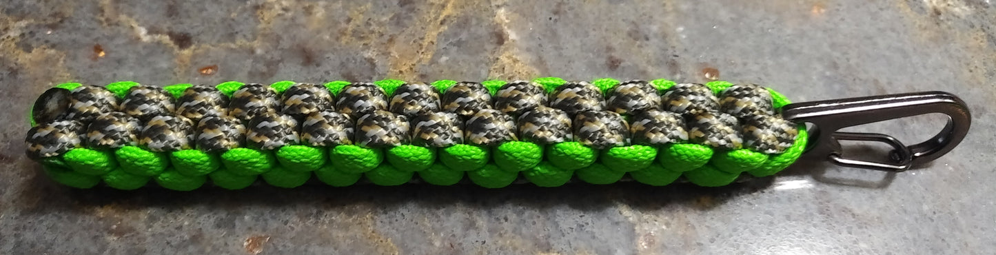 Keychain with snaphook in lime green and ACU