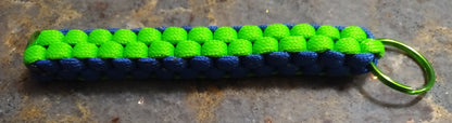 Keychain with round ring in lime green and blue